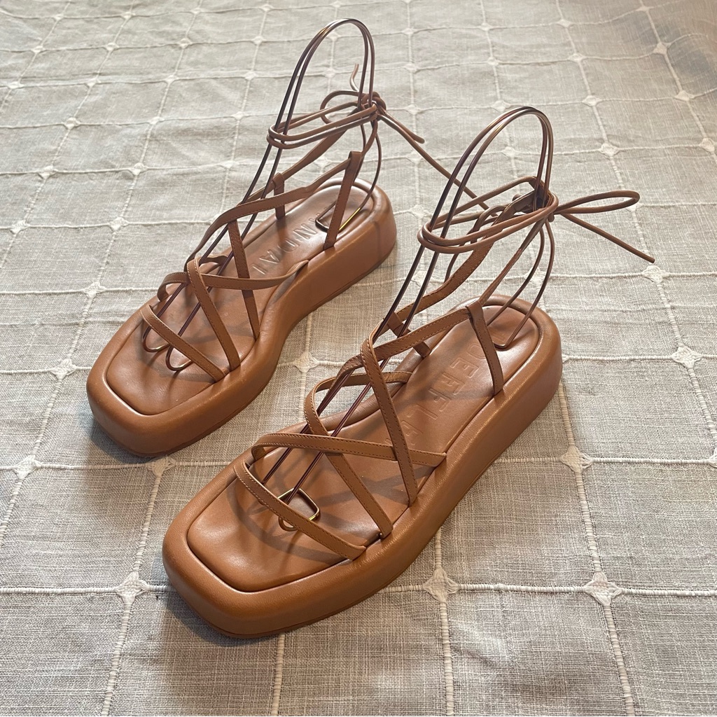 The Loefflet Randall Beau Wrap Platform Sandal Crisscross Straps Leather Sz 8 — image 6 of 8